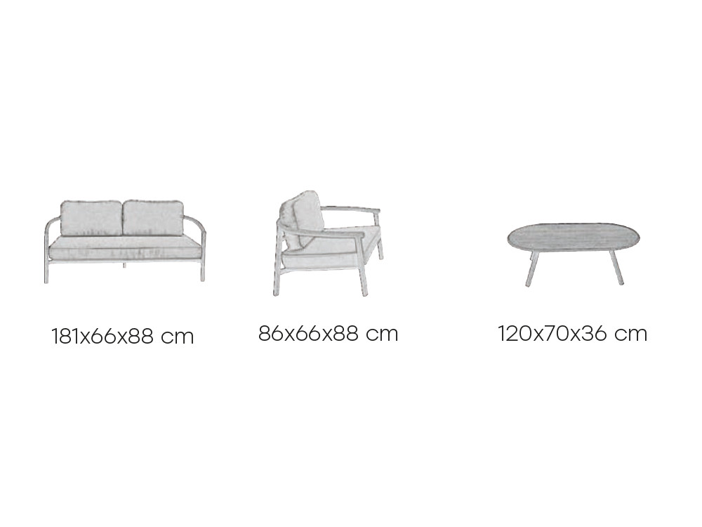 Medidas del conjunto de exterior Cebu de Majestic Garden