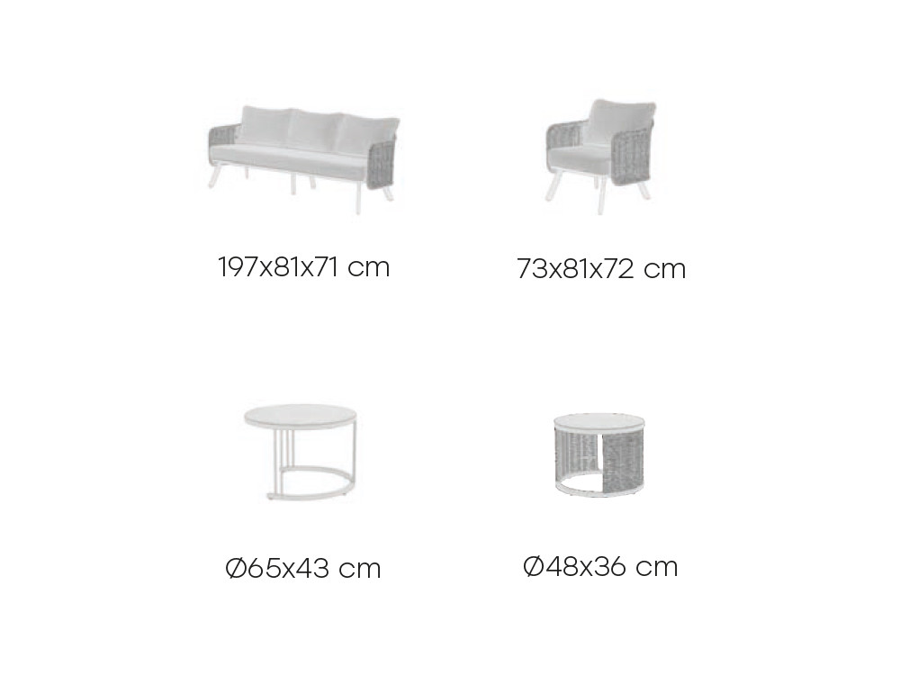 Medidas del conjunto de exterior Sena de Majestic Garden