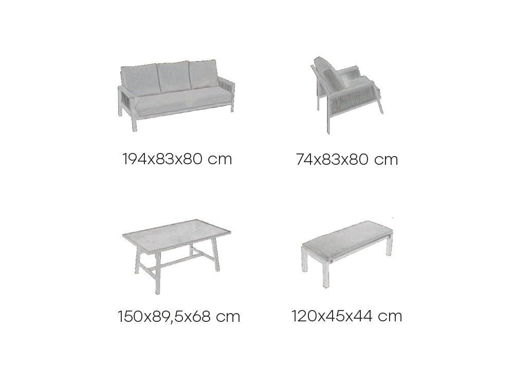 Medidas del conjunto de exterior Misisipi de Majestic Garden