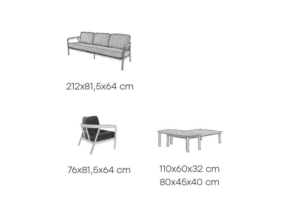 Medidas del conjunto de exterior Balcarce de Majestic Garden