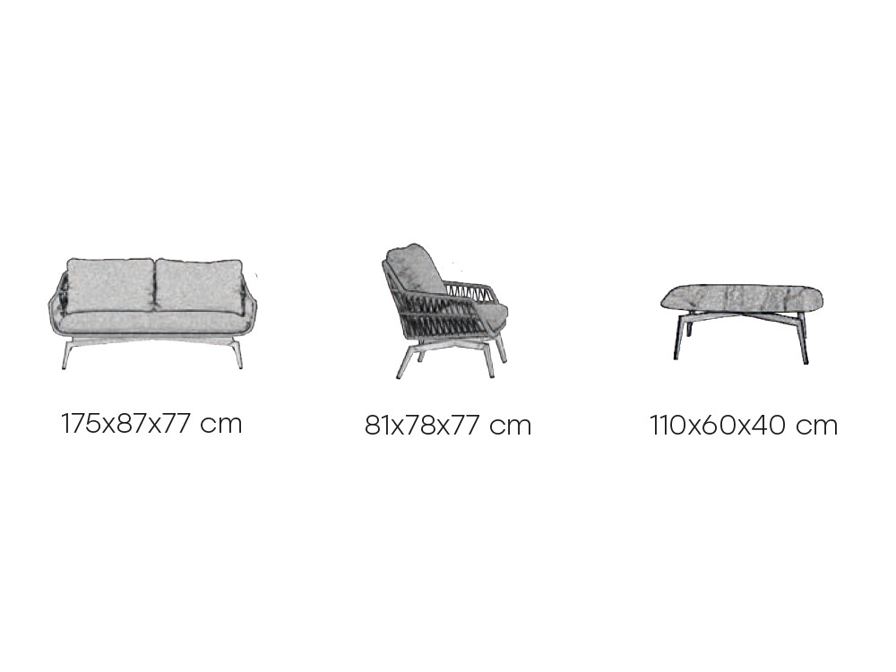 Medidas del conjunto de exterior Malvinas de Majestic Garden