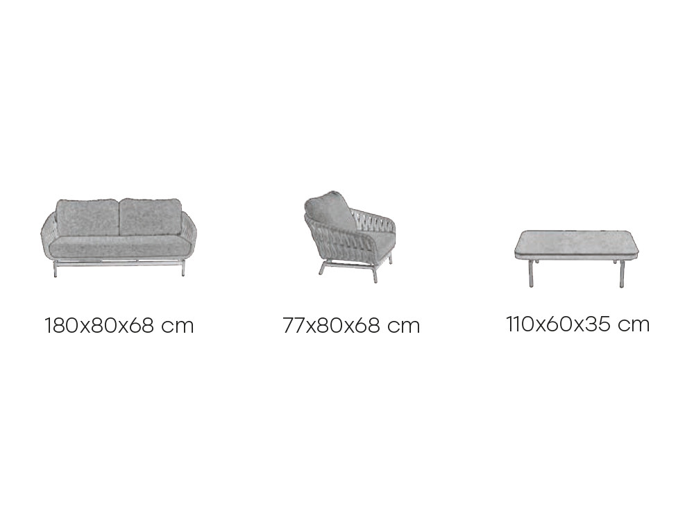 Medidas del conjunto de exterior Iguazú de Majestic Garden