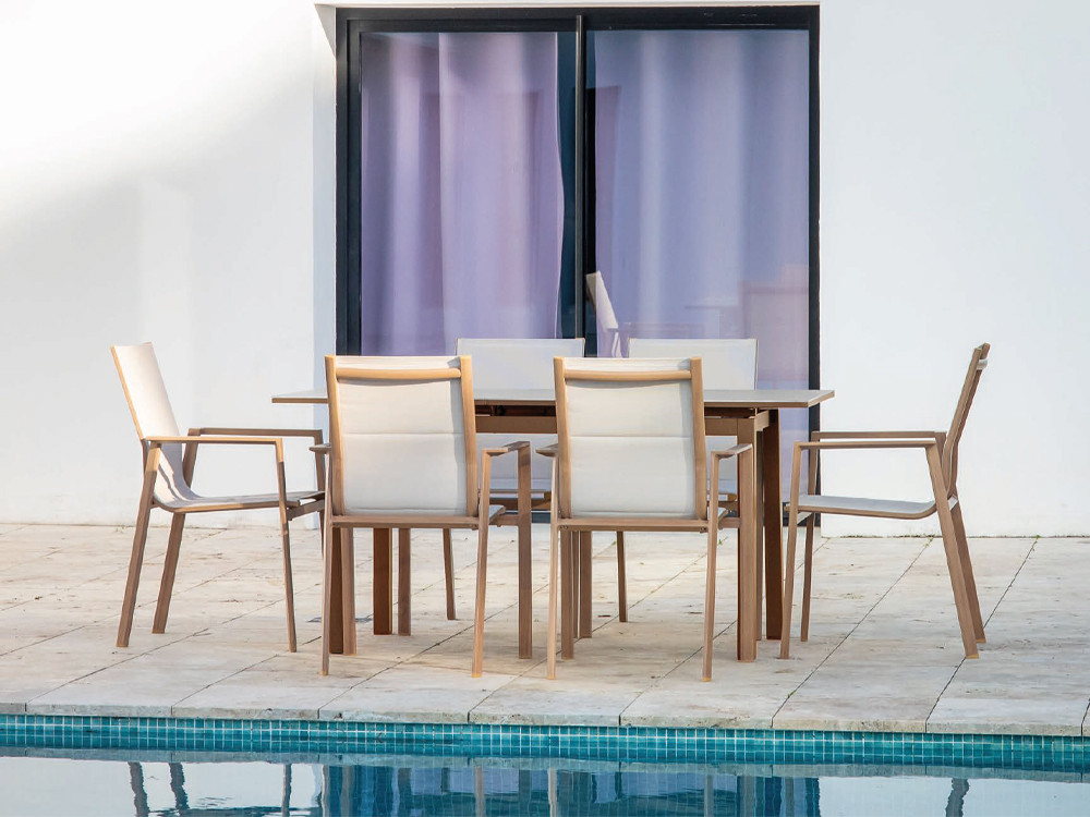 Asiento en textilene acolchado color beige Male de Majestic Garden