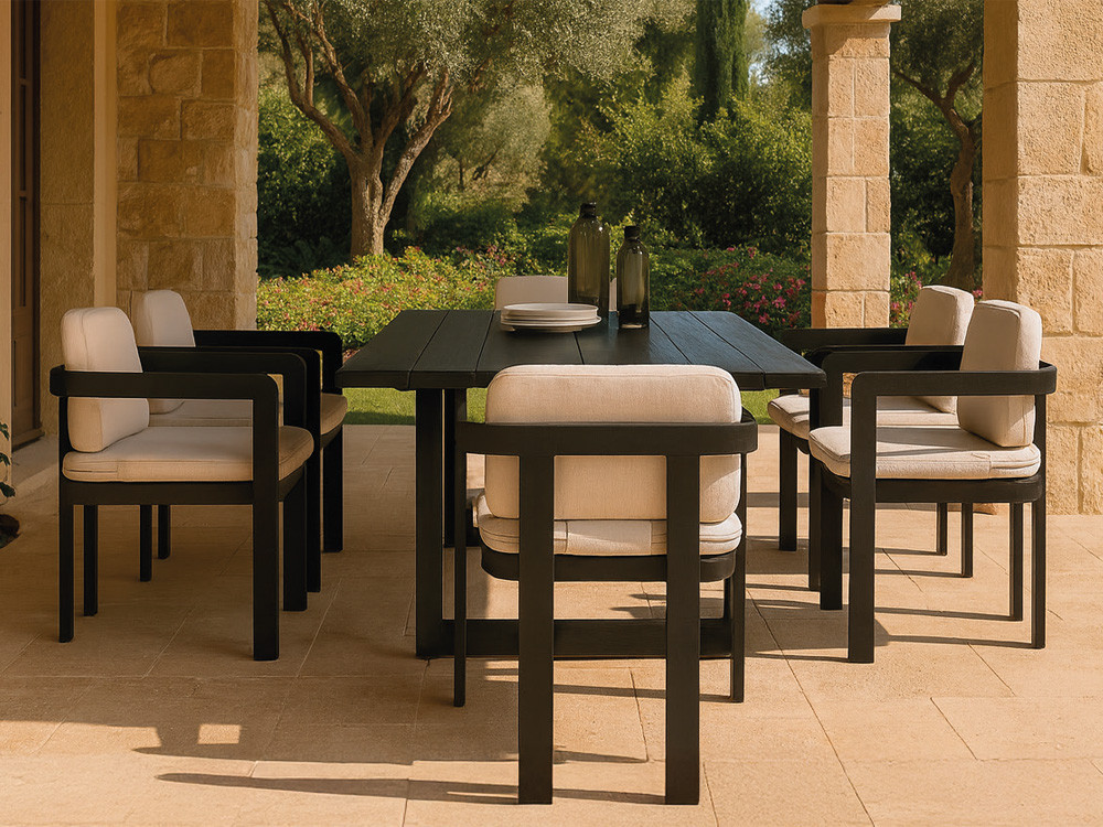 Silla de aluminio imitación madera negra Córcega Balck de Majestic Garden