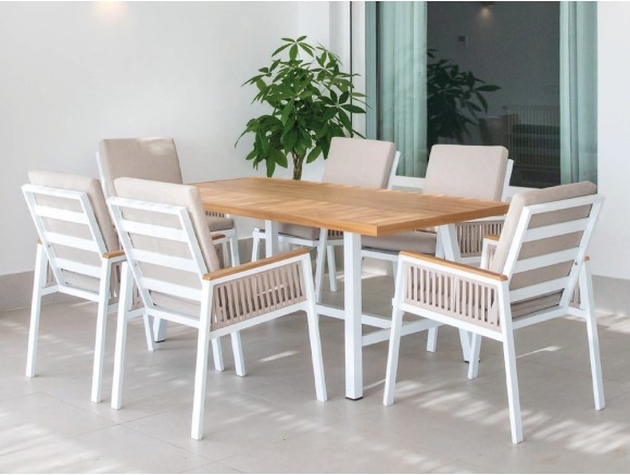 Set de comedor Misisipi de aluminio imitación madera de Majestic Garden