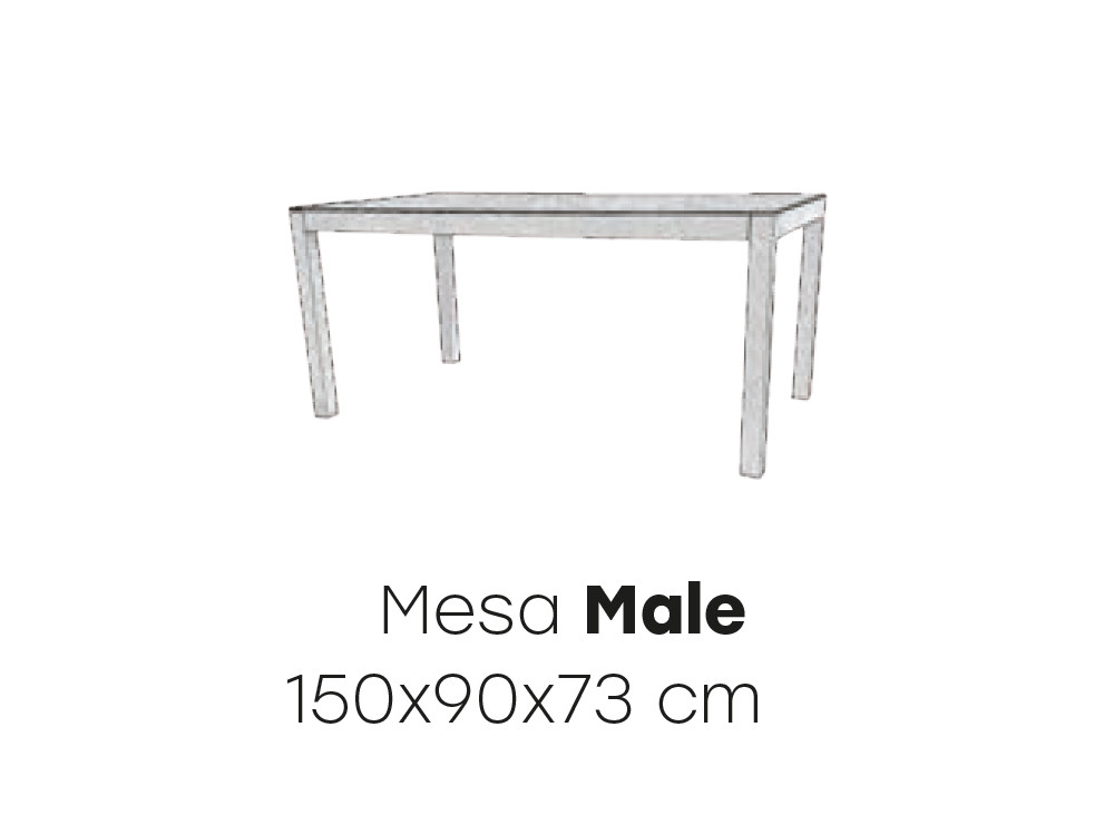 Medidas de la mesa Male de Majestic Garden