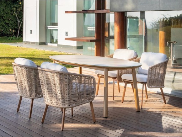 Mesa de aluminio imitación madera Fez de Majestic Garden