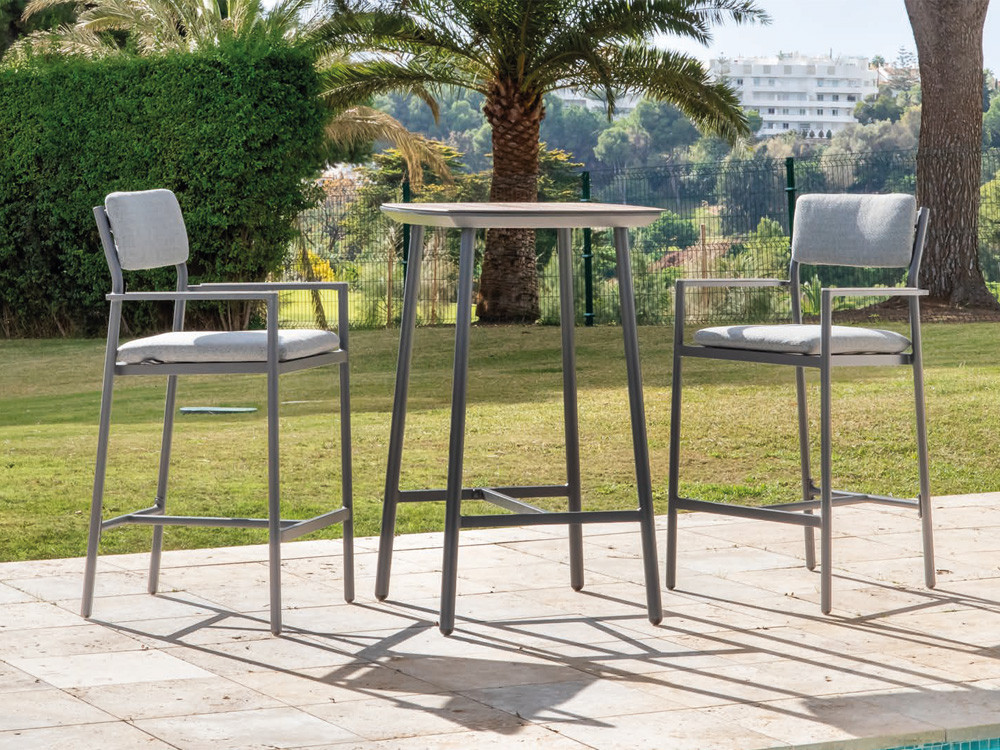 Set de bar de aluminio con sobre cristal impreso Bayo de Majestic Garden