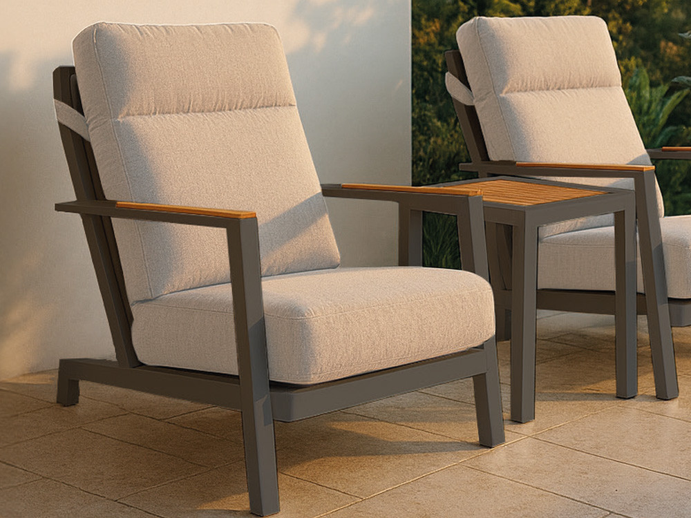 Set Loreto de aluminio con dos butacas y  mesa auxiliar de Majestic Garden