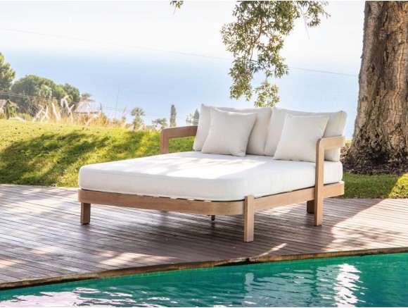 Daybed Córcega de aluminio imitación madera de Majestic Garden