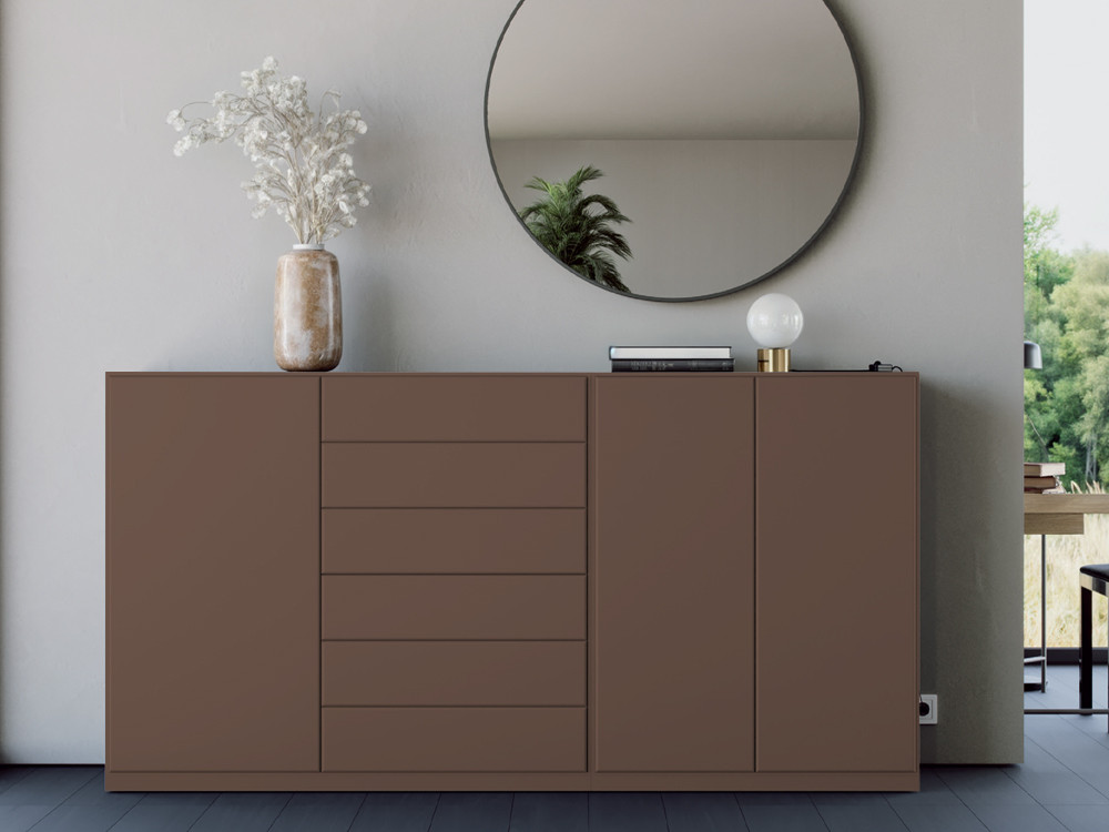 Puedes personalizar el acabado de la cómoda F-10 en lacas, chapas o laca a poro abierto de Besform
