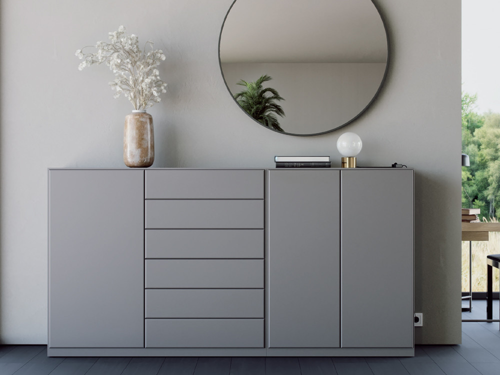 Cómoda con seis cajones y tres puertas en acabado lacadao F-10 Night Collection de Besform