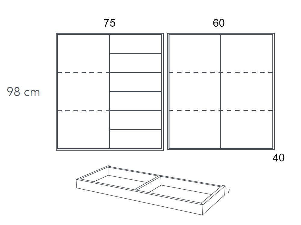 Medidas de la cómoda F-10 Night Collection de Besform
