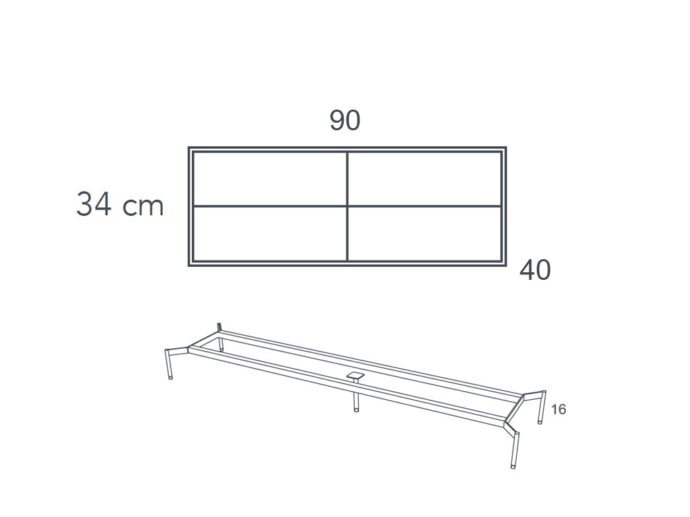 Medidas de la cómoda F-10 90cm Night Collection de Besform