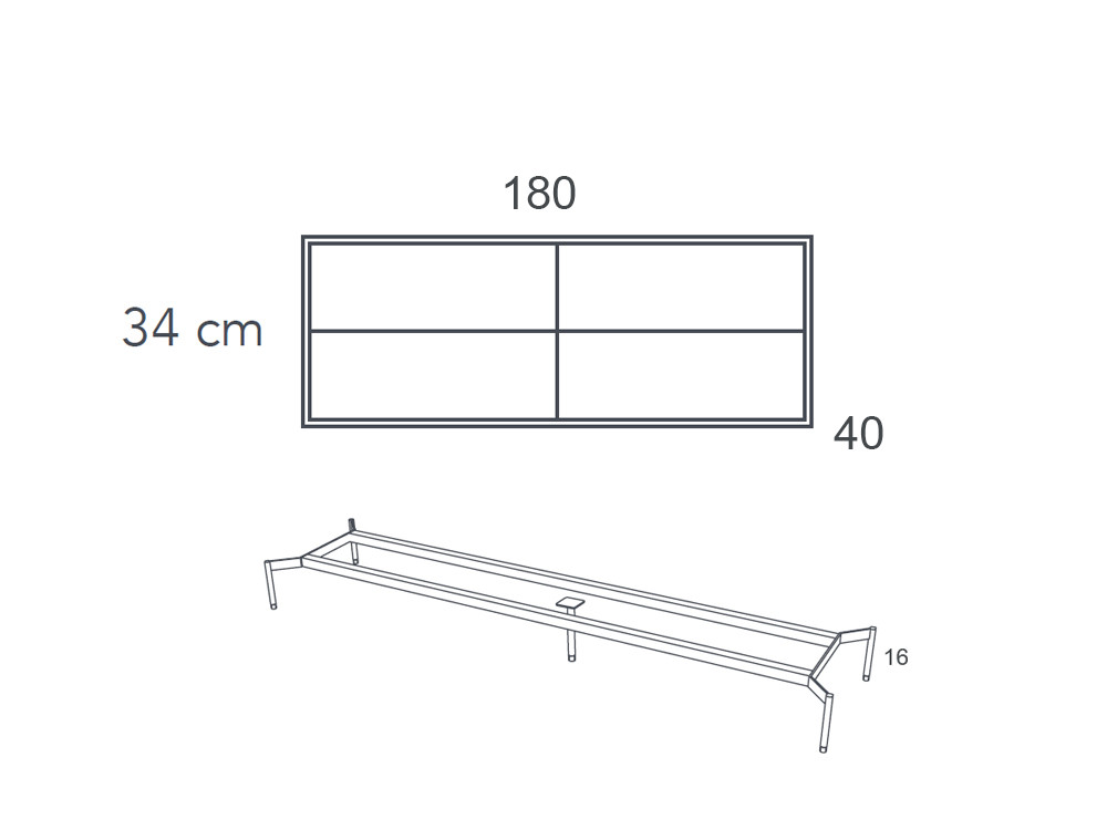 Medidas de la cómoda F-10 180cm Night Collection de Besform