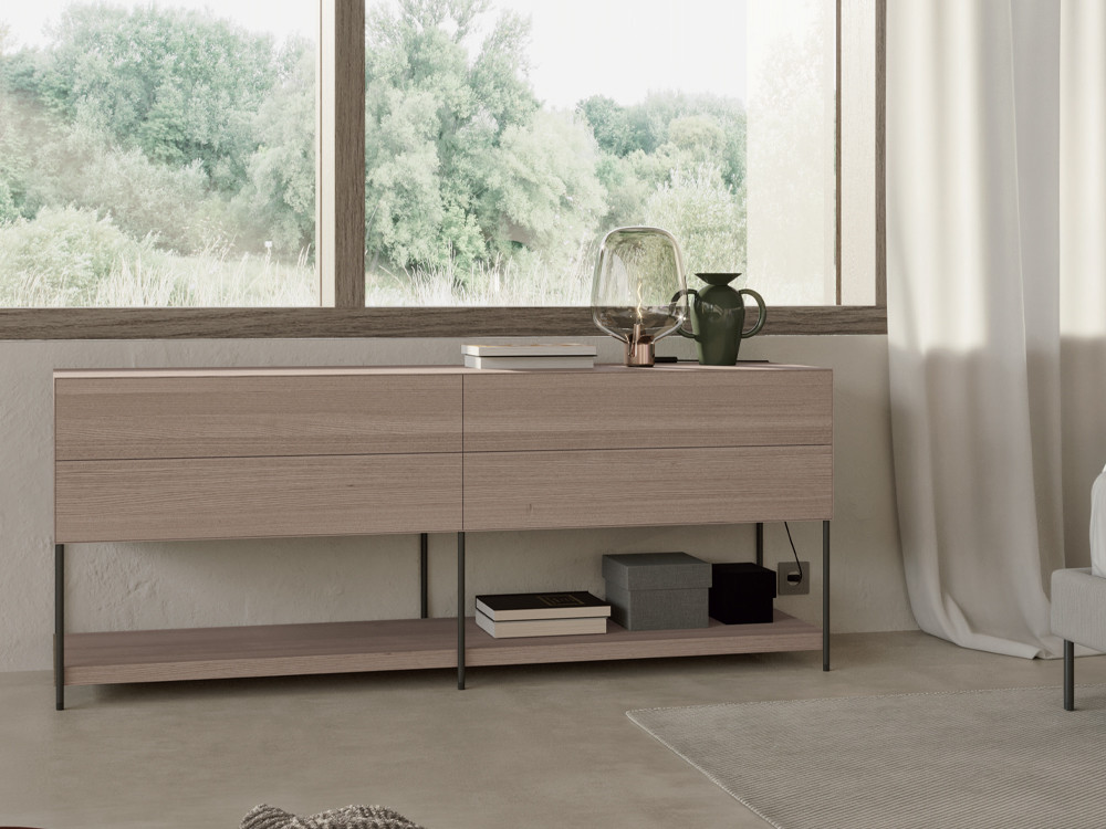 Cómoda con cuatro cajones en acabado chapa natural Mitra Fil Night Collection de Besform