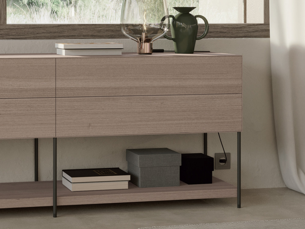 Puedes personalizar el acabado de la cómoda Mitra Fil en lacas, chapas o laca a poro abierto de Besform