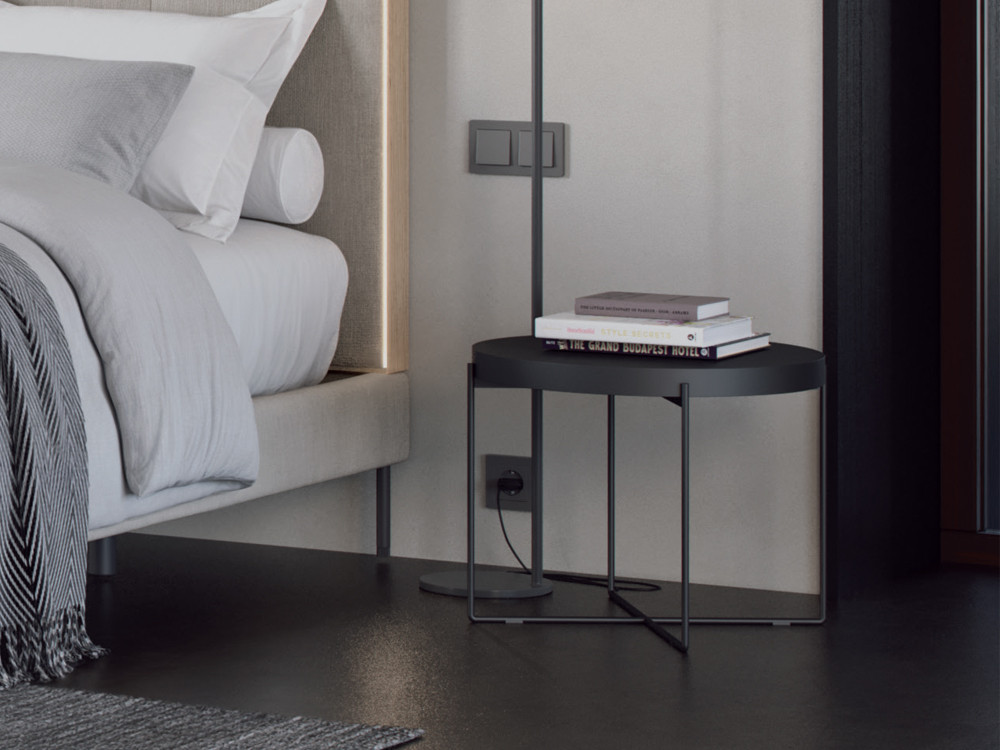 Puedes personalizar el acabado de la mesita redonda Fil en lacas, chapas o laca a poro abierto de Besform