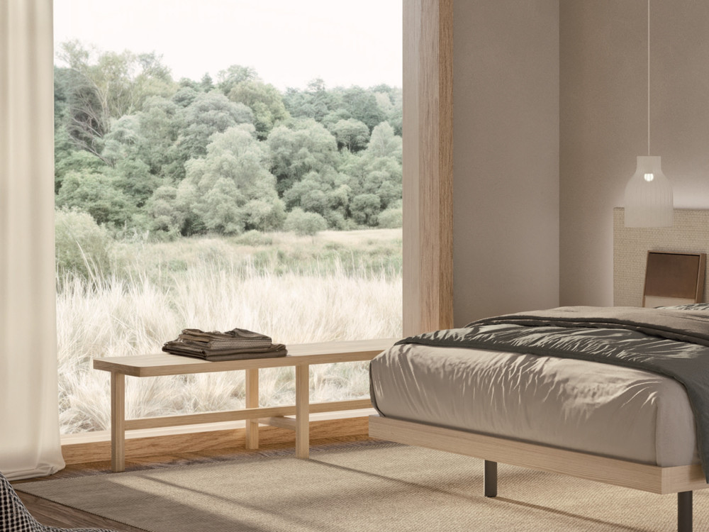 Puedes personalizar el acabado de la banqueta Quad en lacas, chapas o laca a poro abierto de Besform