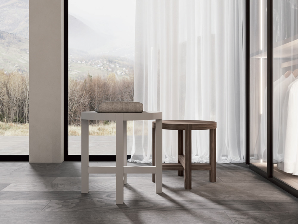 Mesita redonda en acabado lacado o laca poro abierto Quad  Night Collection de Besform