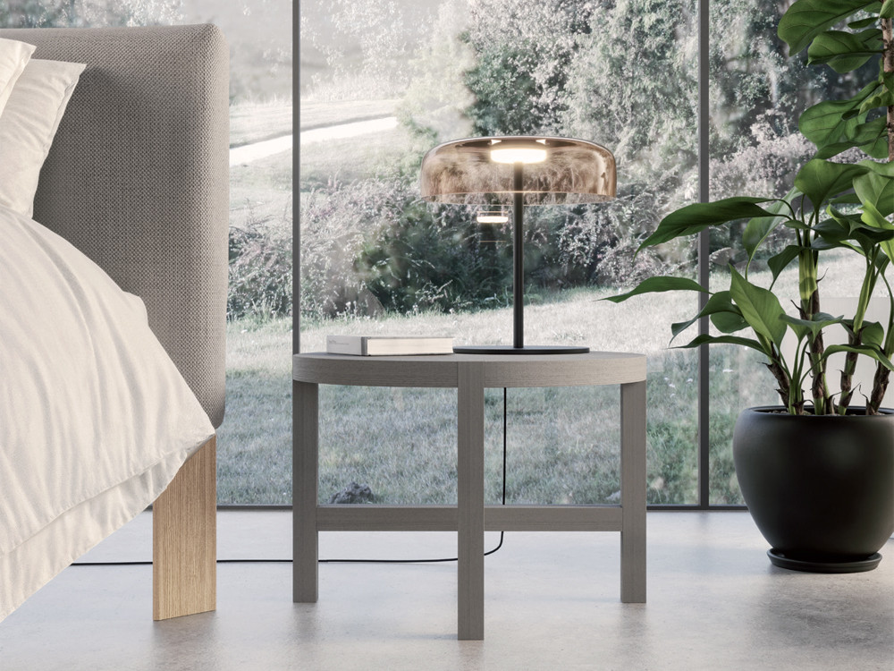 Puedes personalizar el acabado de la mesita redonda Quad en lacas, chapas o laca a poro abierto de Besform