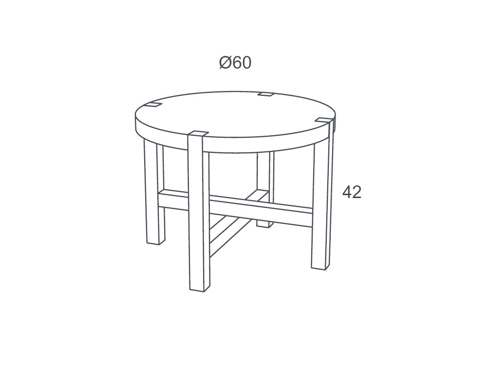 Medidas de la mesita redonda Quad Ø60 x 42 cm Night Collection de Besform