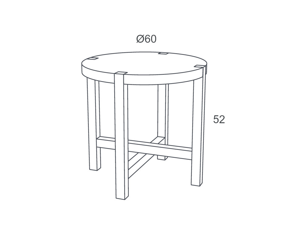 Medidas de la mesita redonda Quad Ø60 x 52 cm Night Collection de Besform