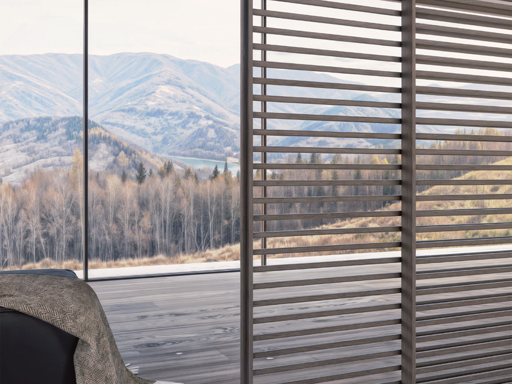 Cerramiento Horizon con perfilería de aluminio de Besform Night Collection