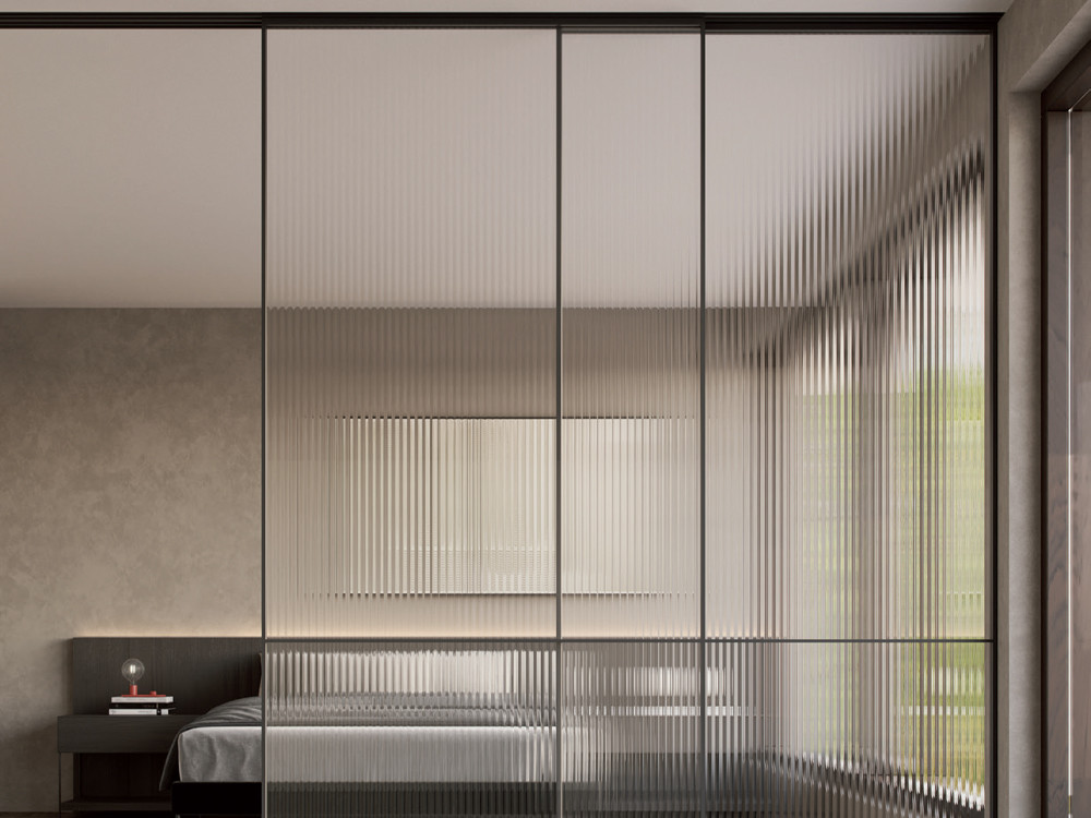 Flutex cerramiento con perfilería de aluminio y cristal Flutex de Besform Night Collection