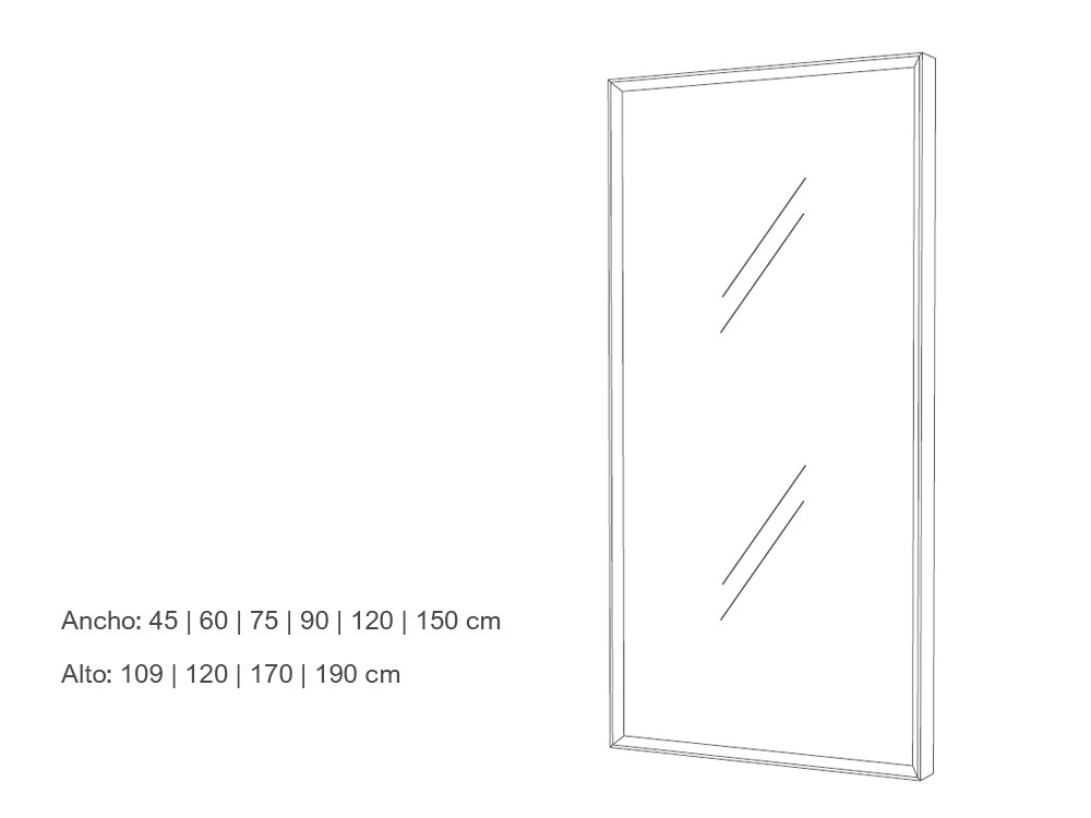 Medidas del espejo AD Night Collection de Besform