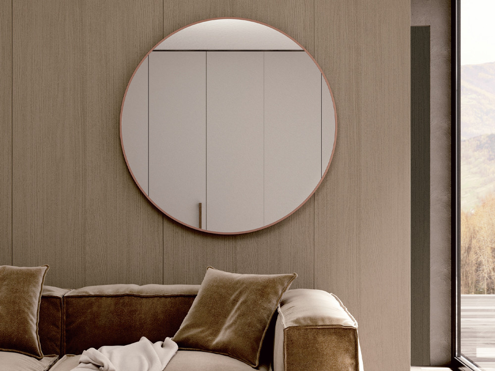 Espejo redondo con marco en chapa natural o lacado Reflect Night Collection de Besform
