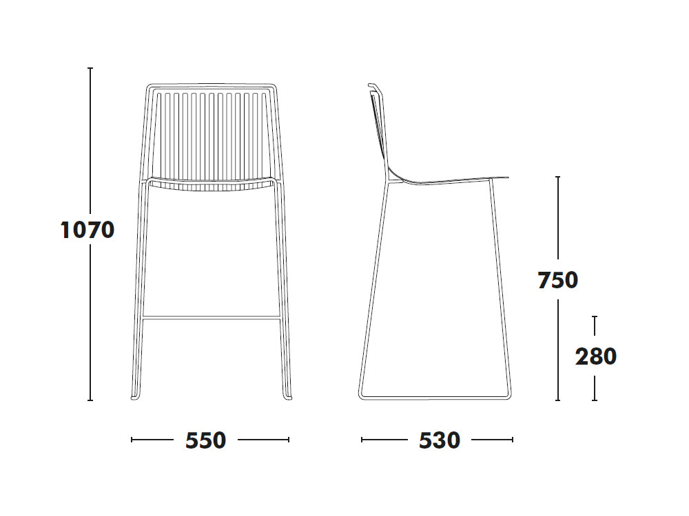 Medidas del Taburete Alo Outdoor con asiento a 75cm de Ondarreta