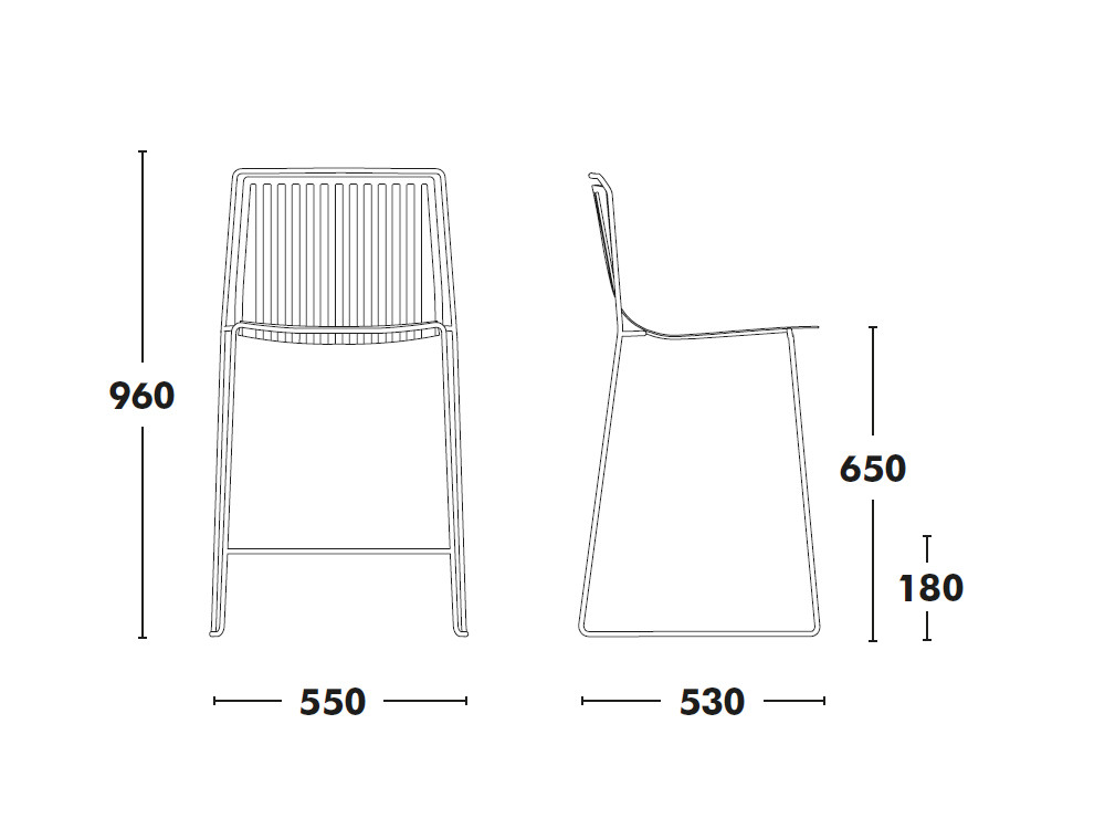 Medidas del Taburete Alo Outdoor con asiento a 65cm de Ondarreta