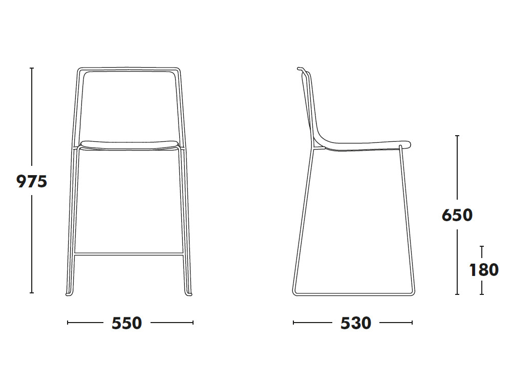 Medidas del taburete Alo Ondarreta con asiento a 65cm de altura