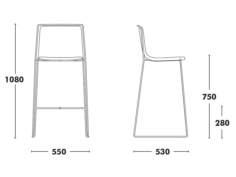 Medidas del taburete Alo Ondarreta con asiento a 75cm de altura
