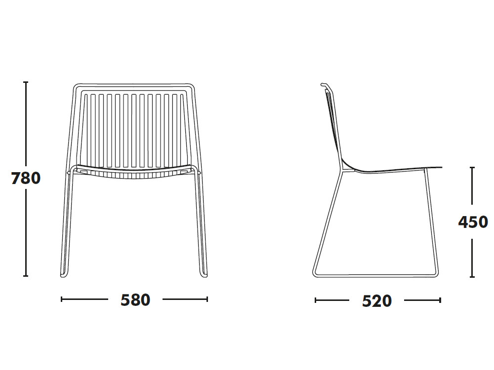 Medidas de la silla apilable Alo Outdoor de Ondarreta