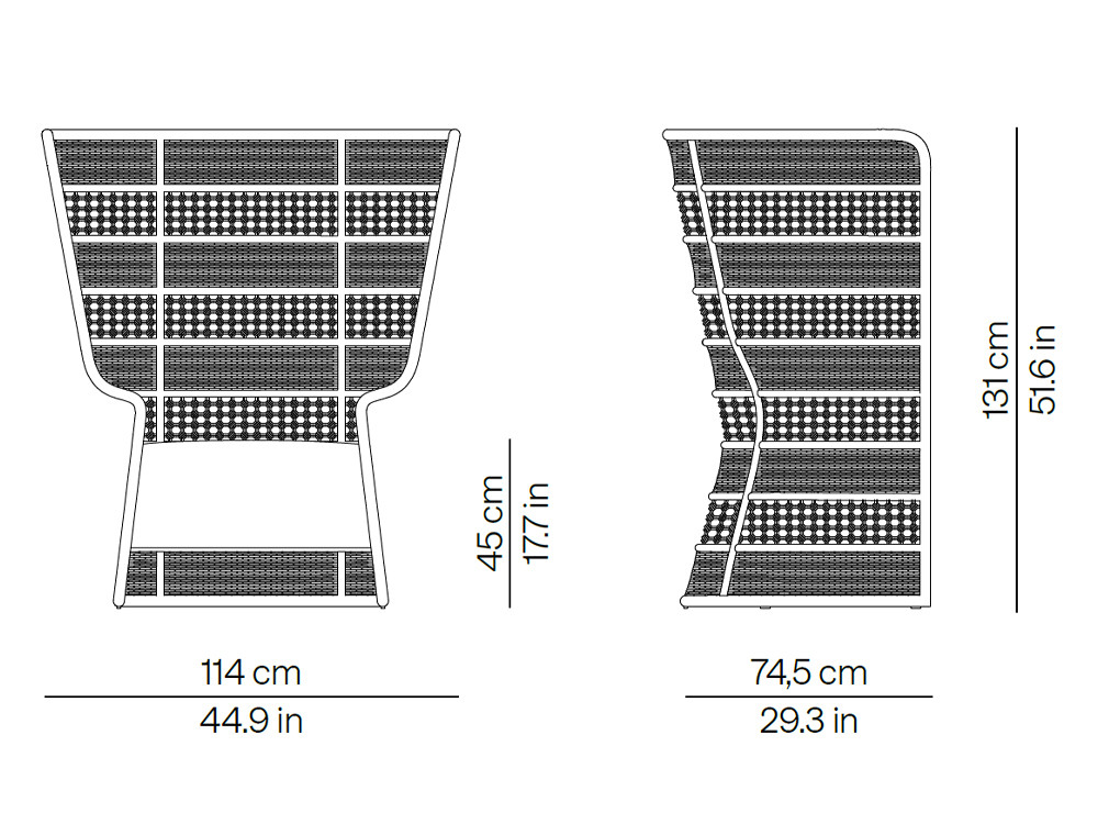 Medidas del sillón de respaldo alto Escala de Point