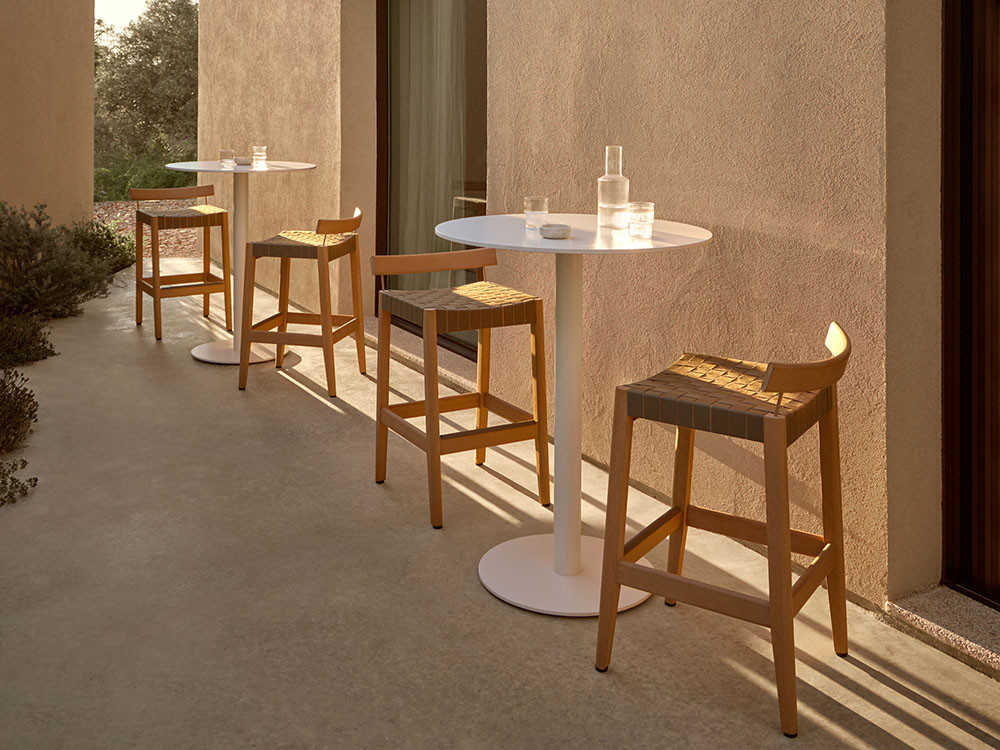 Taburete para exterior de TechTeak con asiento de tiras de cuerda trenzada Kubik de Point - 1