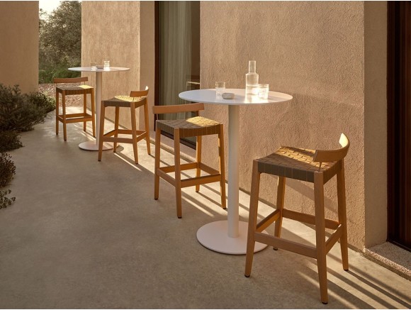Taburete para exterior de TechTeak con asiento de tiras de cuerda trenzada Kubik de Point - 1