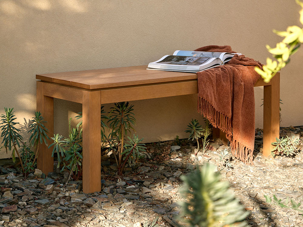 Banco para exterior de TechTeak con asiento de tiras de cuerda trenzada Kubik de Point - 1