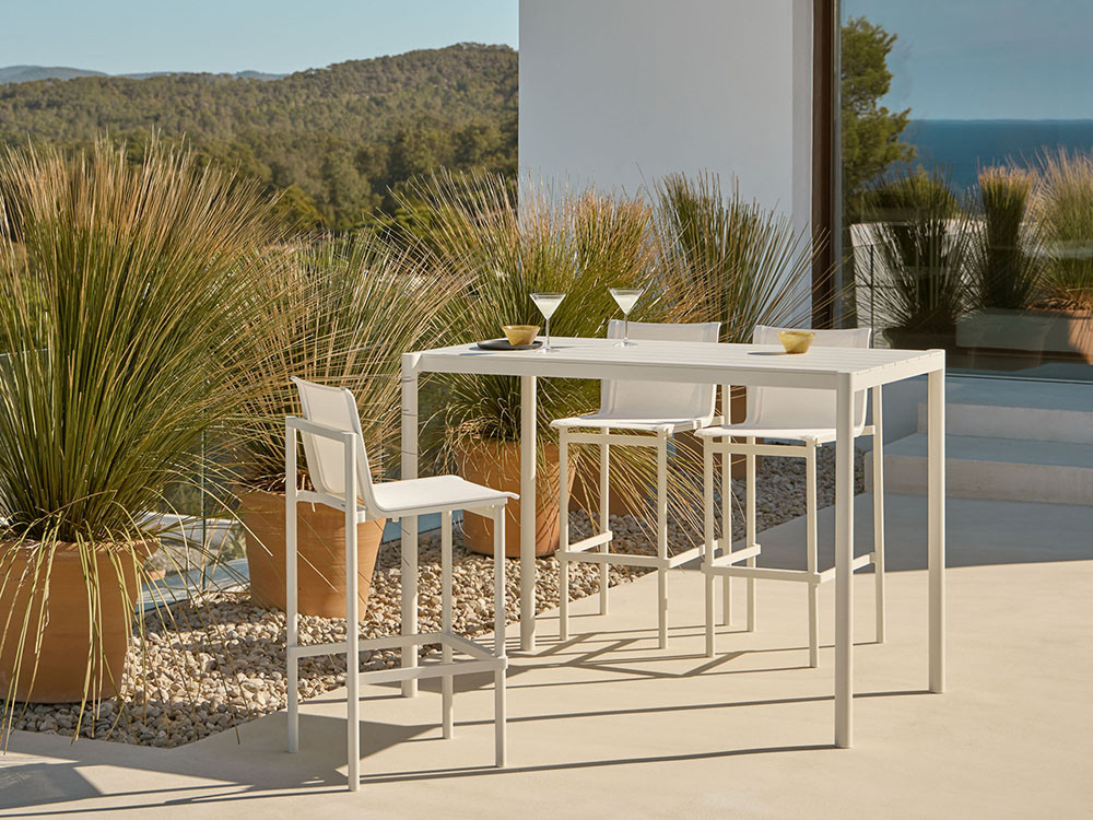 Mesa alta rectangular de aluminio, hpl o porcelánico para comedor exterior Origin de Point