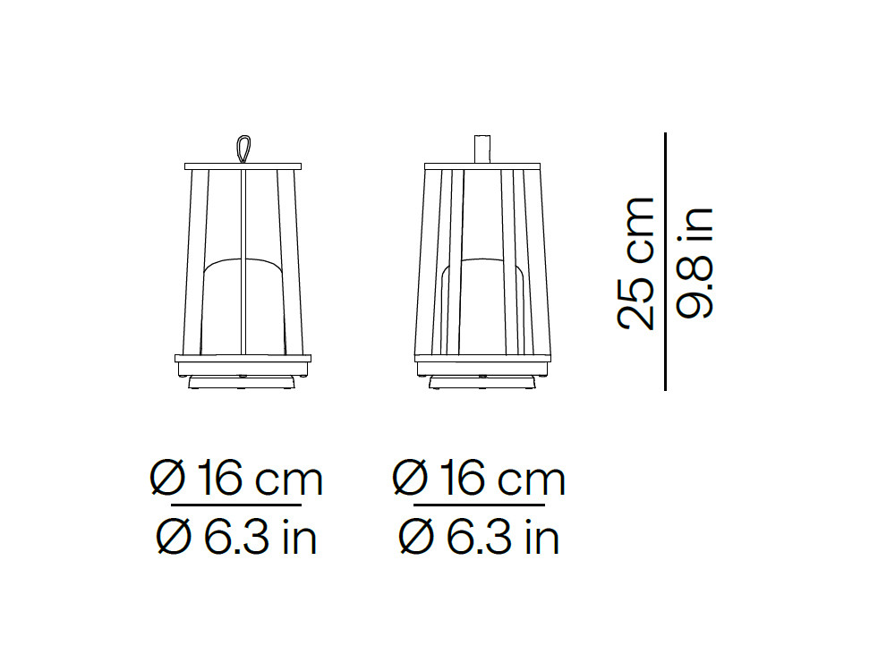 Medidas de la lámpara de mesa Zuma de Point