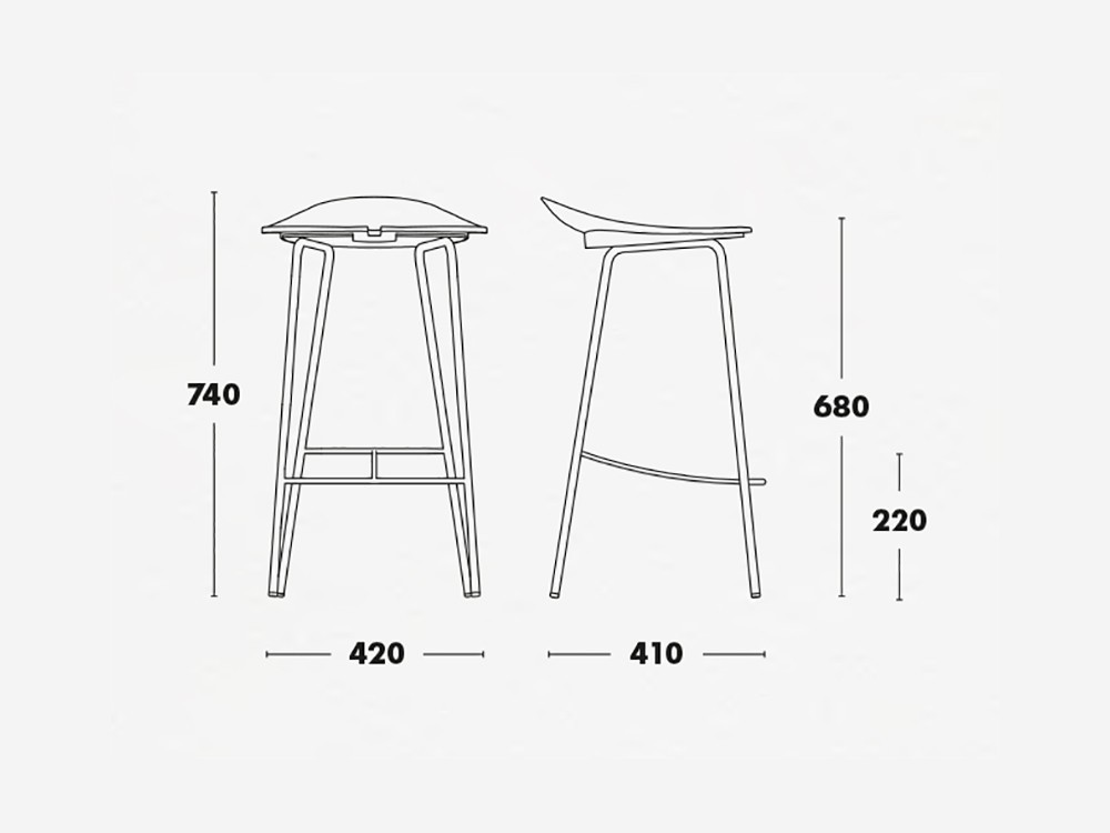 Medidas del taburete para exterior Ant con asiento de 68cm de altura