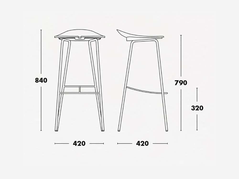 Medidas del taburete para exterior Ant con asiento de 79cm de altura