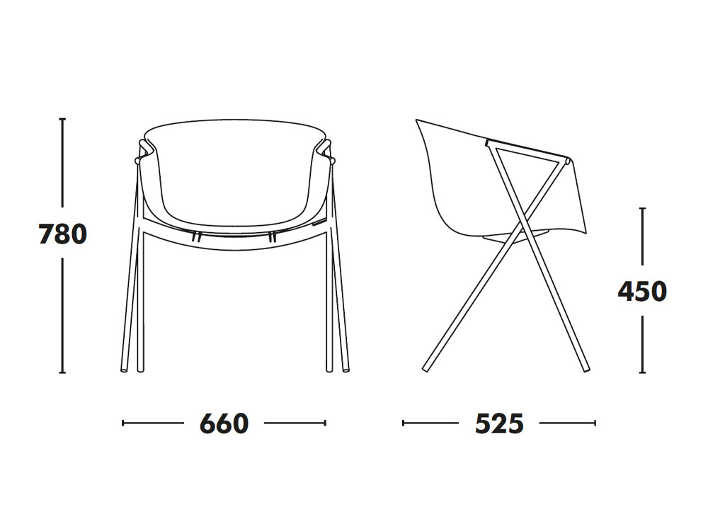 Medidas de la silla para cocina de polipropileno Bai de Ondarreta