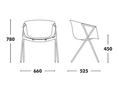 Medidas de la silla para cocina de polipropileno Bai de Ondarreta
