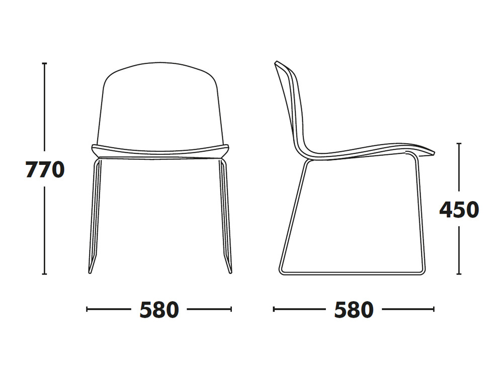 Medidas de la silla Bob XL Trineo para comedor de Ondarreta