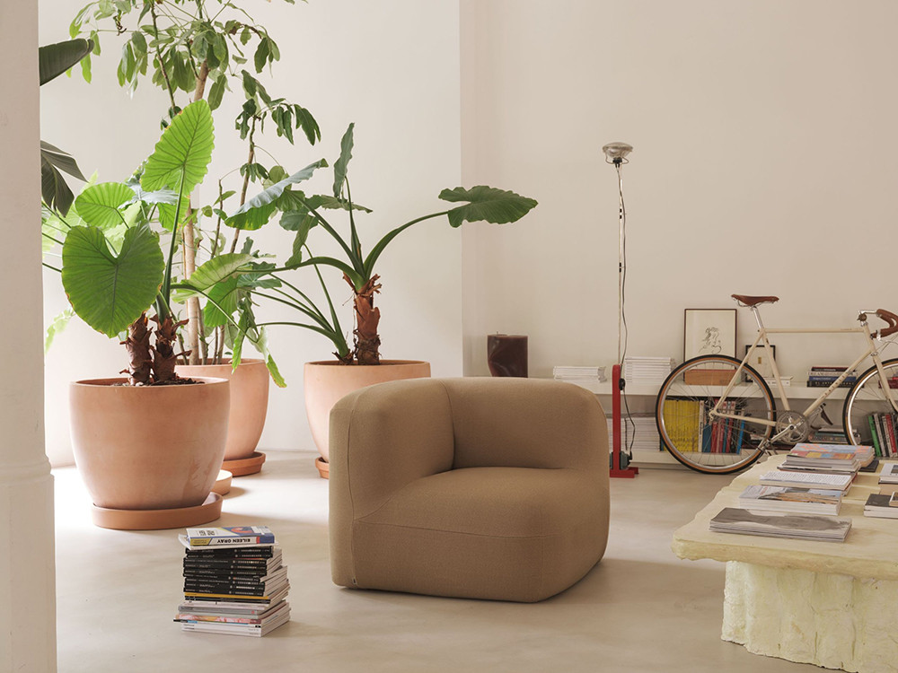 Módulo esquina sofá modular Gumi Ondarreta: diseño personalizado con líneas redondeadas para salón.