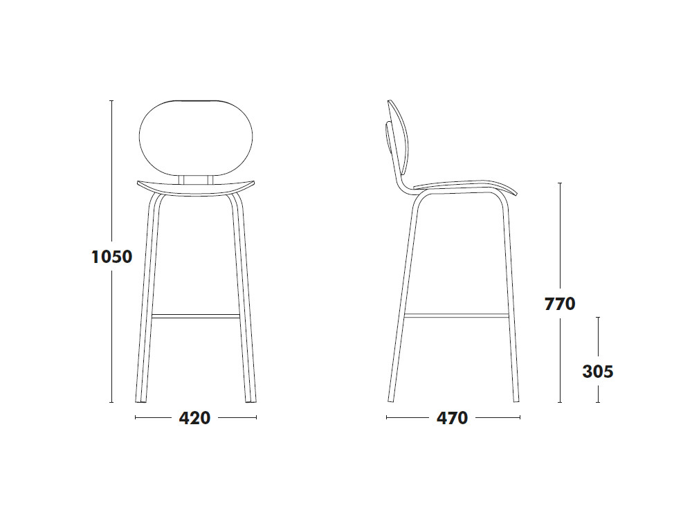Taburete para islas de cocina: modelo Hari de Ondarreta en roble tintado y diseño ergonómico