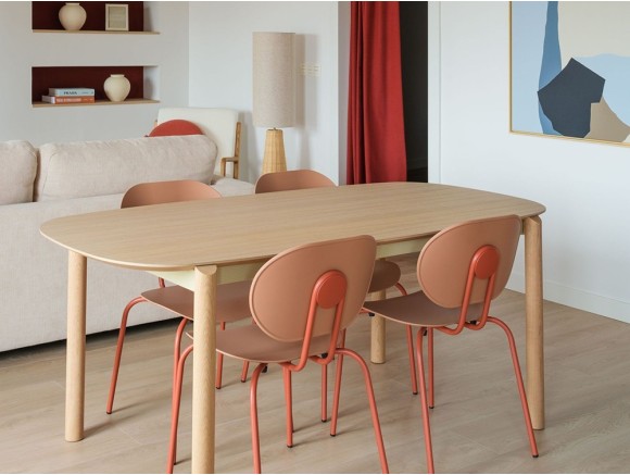 Mesa ovalada Juno Ondarreta: diseño personalizado en madera de roble tintado para comedor [159, Turno